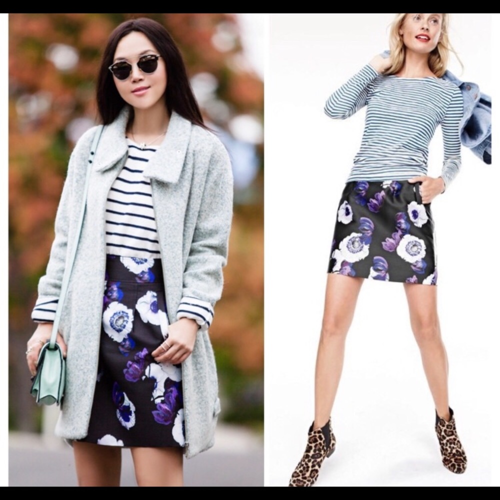 J. Crew A-line skirt in violet poppy with pockets